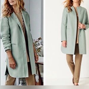 J.Jill Women’s Mint Green Snap Front Wool Blend Coat Size XS